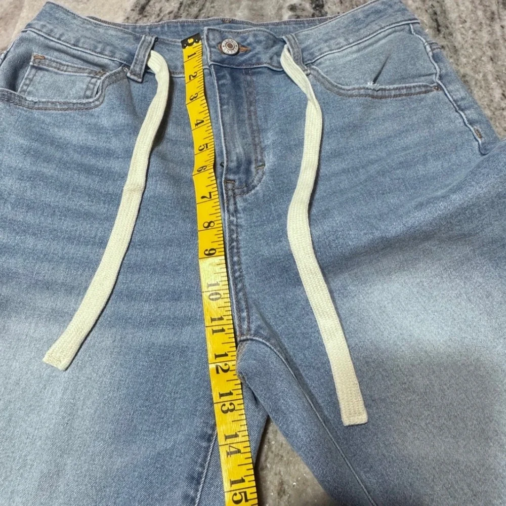 Sidefeel Jeans Womens‎ 8 Denim Light Wash Wide Leg Drawstring Boho Western Blue